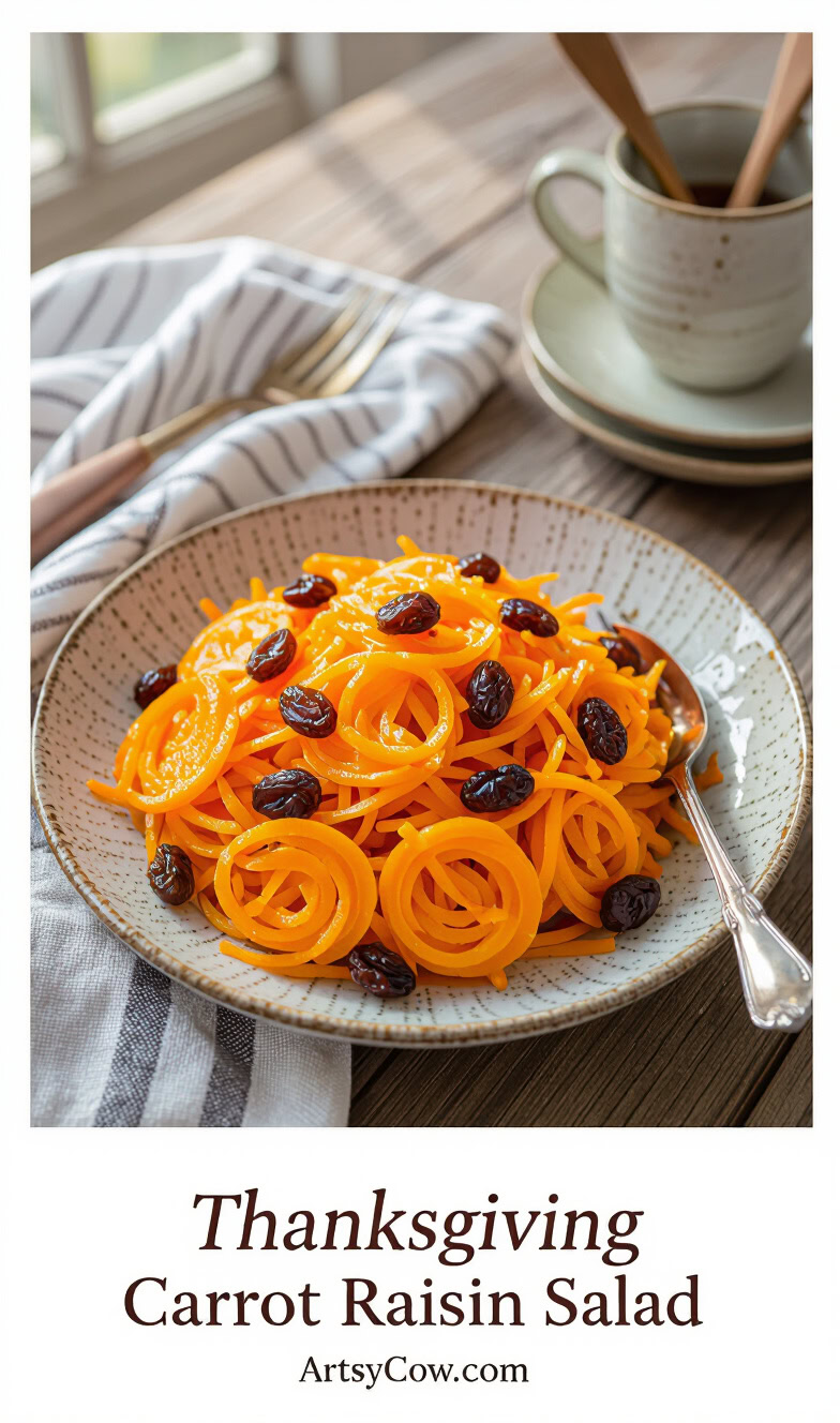 thanksgiving carrot raisin salad pin image