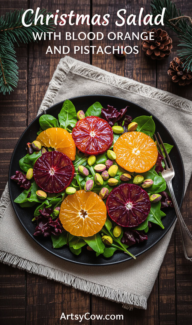 christmas salad with blood orange and pistachios pin image