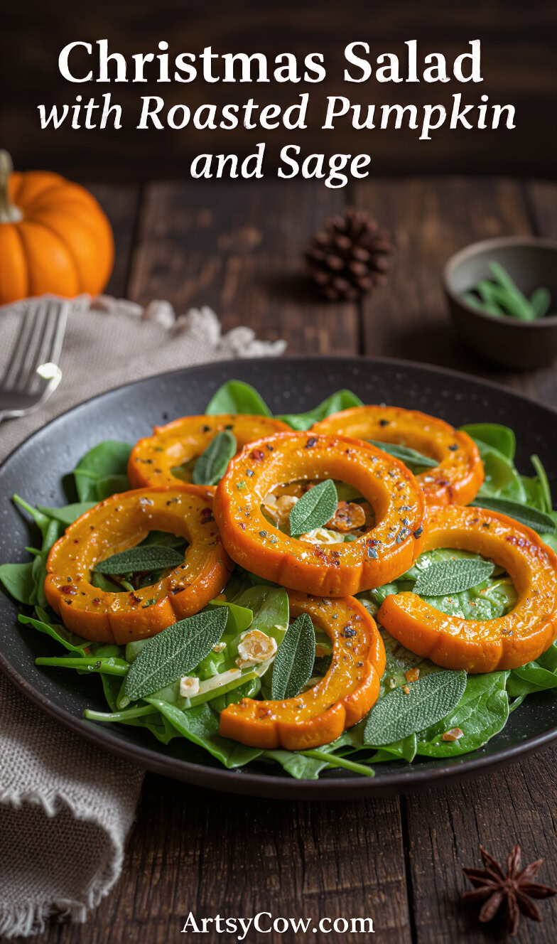 christmas salad with roasted pumpkin and sage pin image