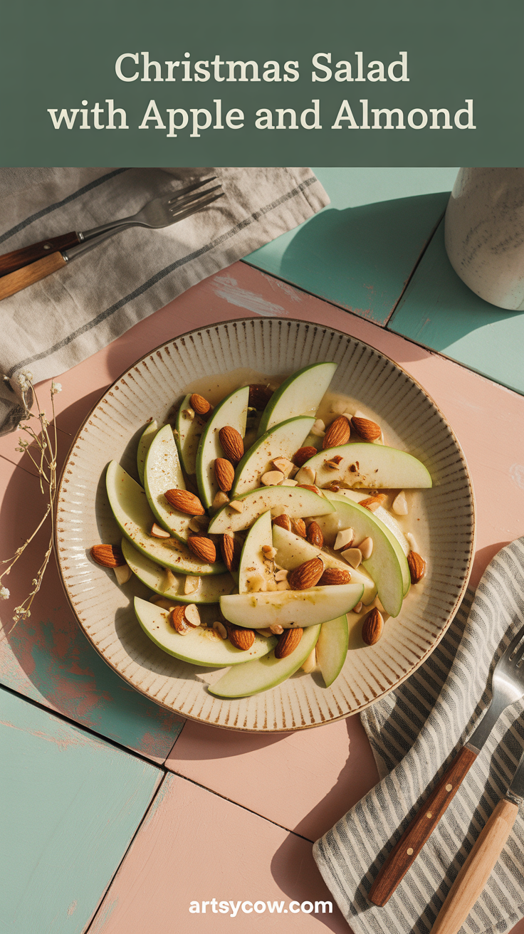 christmas salad with apple and almond pin image