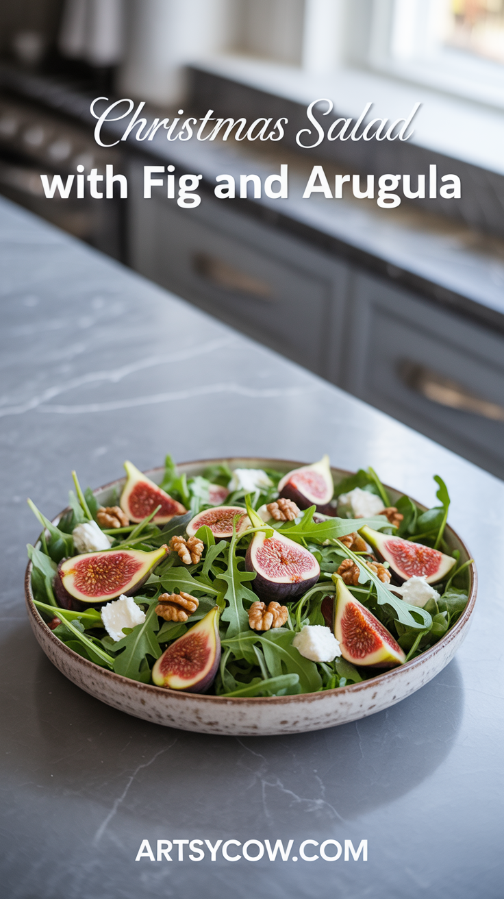 christmas salad with fig and arugula pin image