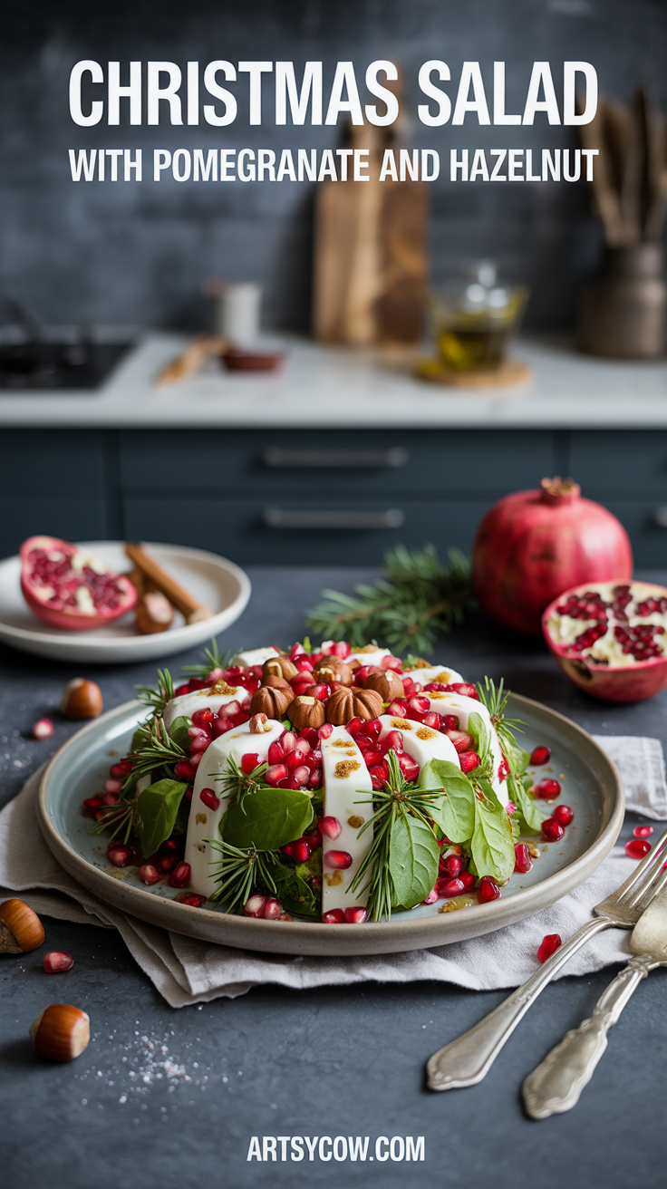 christmas salad with pomegranate and hazelnut pin image