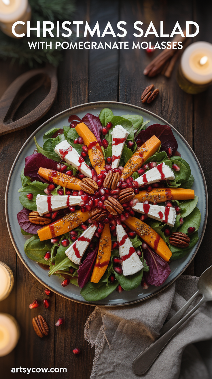 christmas salad with pomegranate molasses pin image