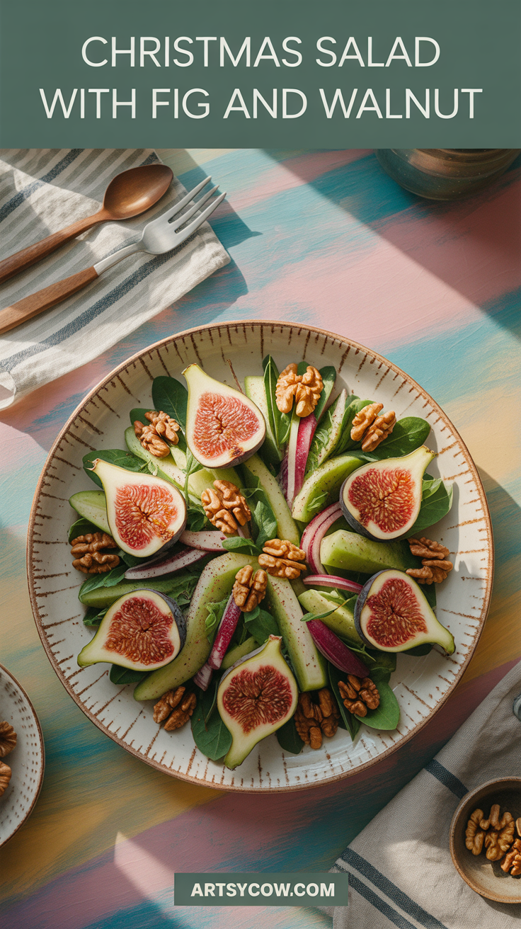 christmas salad with fig and walnut pin image