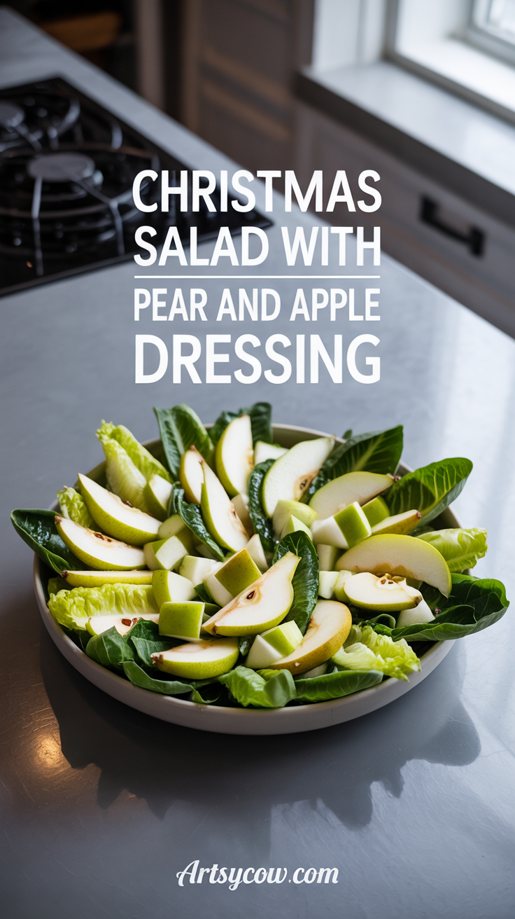 christmas salad with pear and apple dressing pin image