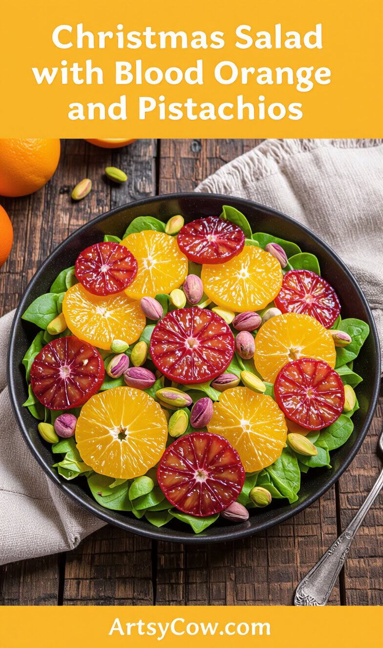 christmas salad with blood orange and pistachios pin image