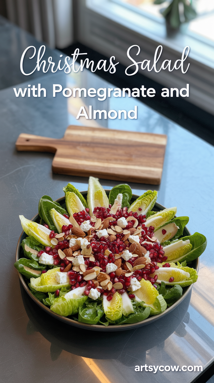 christmas salad with pomegranate and almond pin image