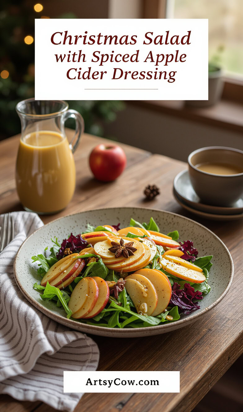 christmas salad with spiced apple cider dressing pin image