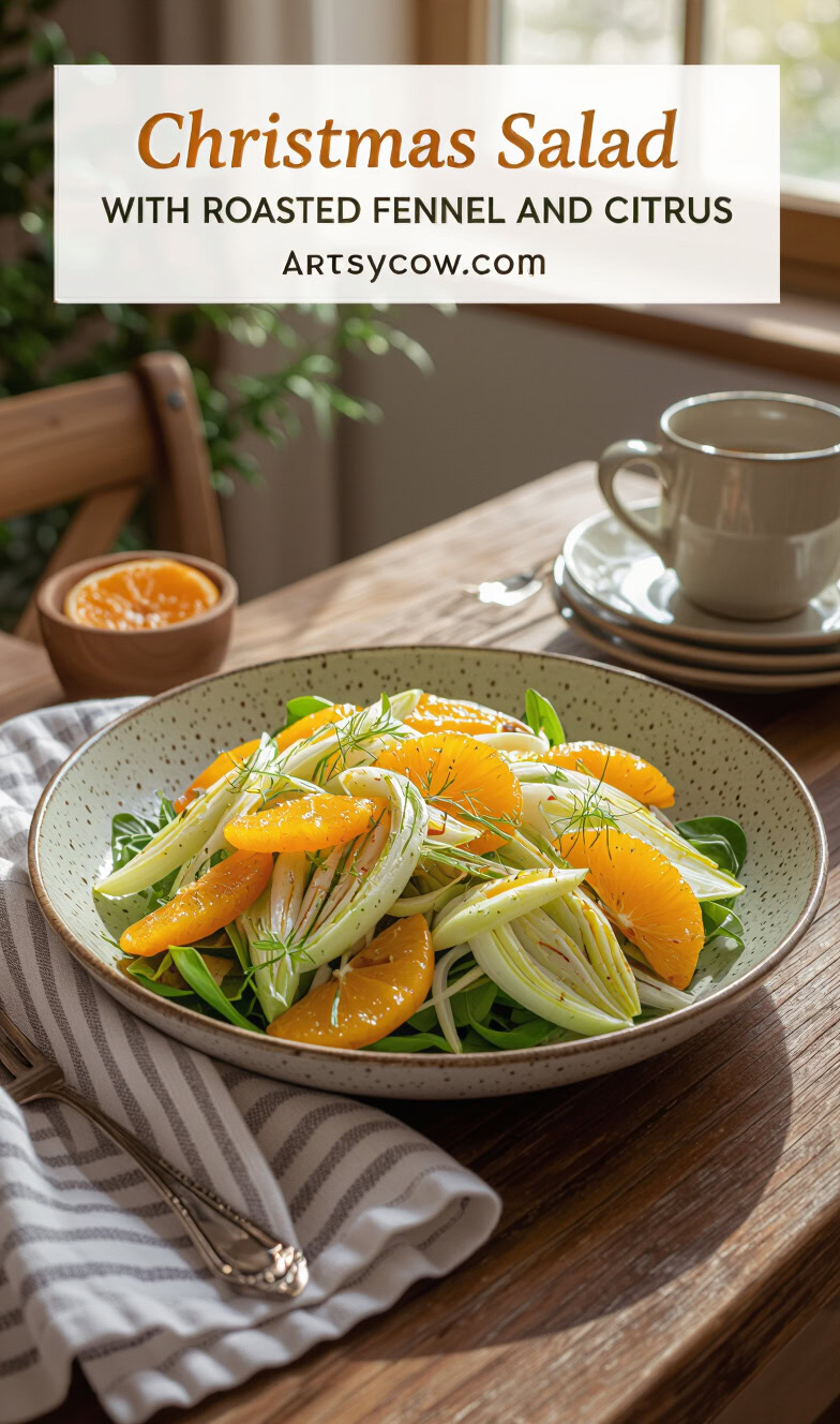 christmas salad with roasted fennel and citrus pin image