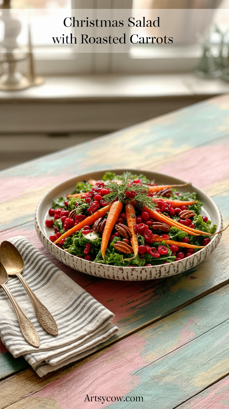 christmas salad with roasted carrots pin image