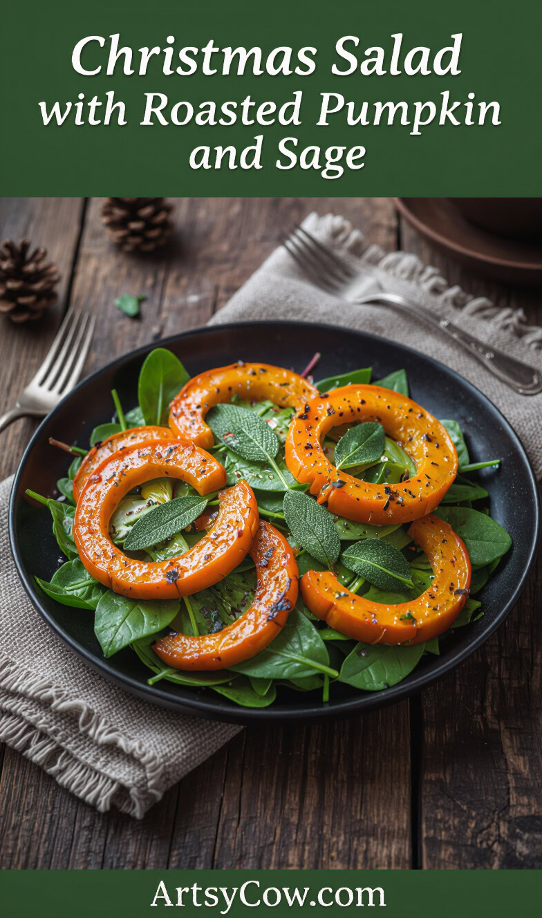 christmas salad with roasted pumpkin and sage pin image