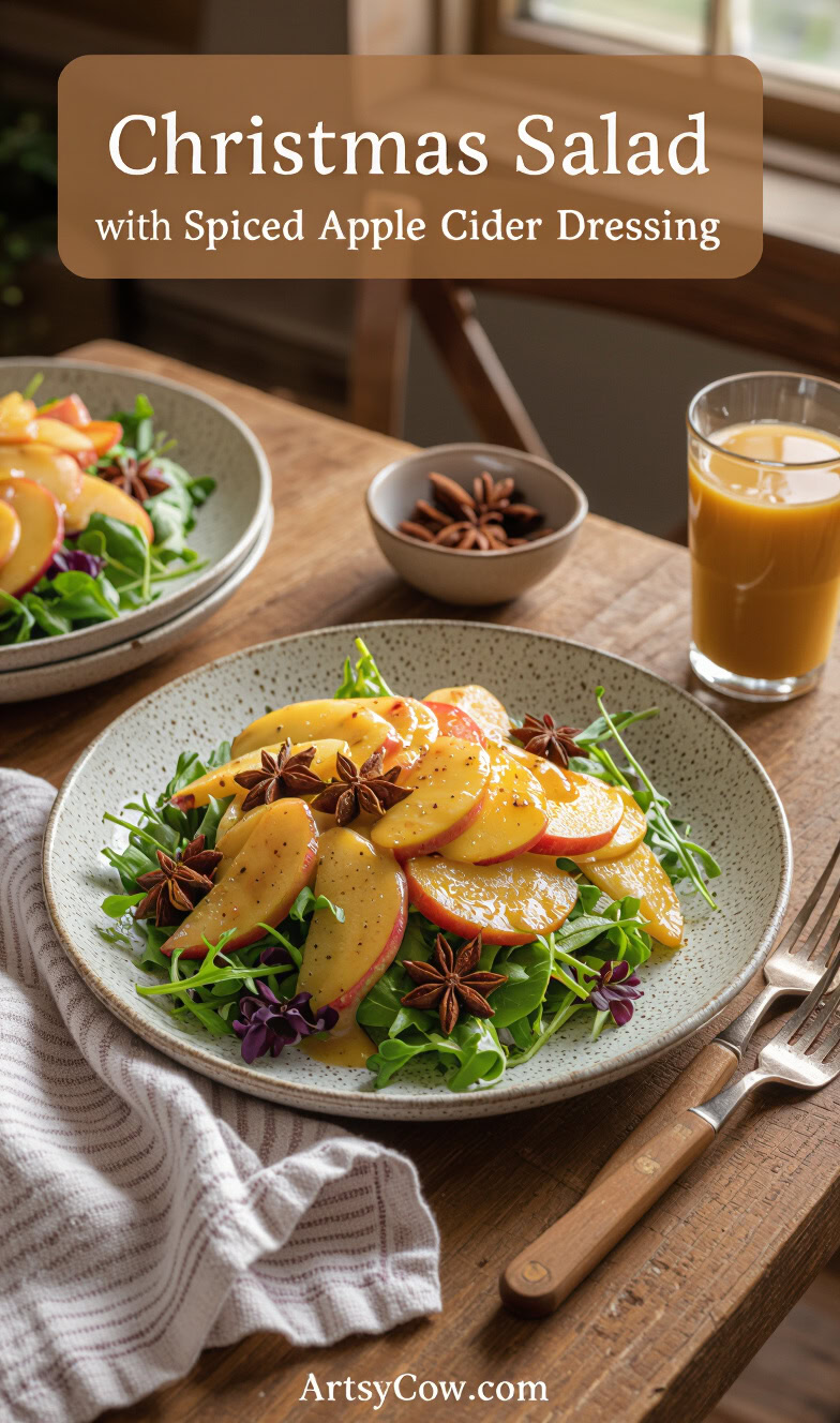 christmas salad with spiced apple cider dressing pin image
