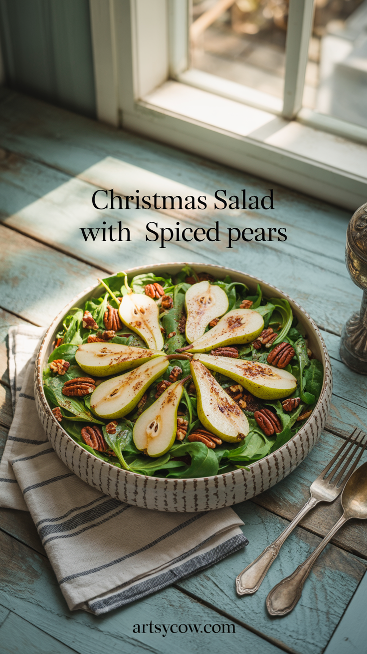 christmas salad with spiced pears pin image