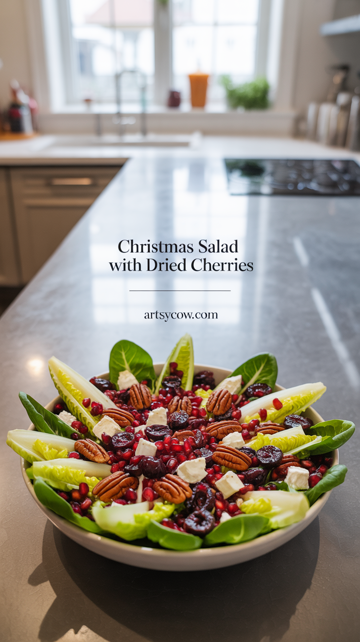 christmas salad with dried cherries pin image