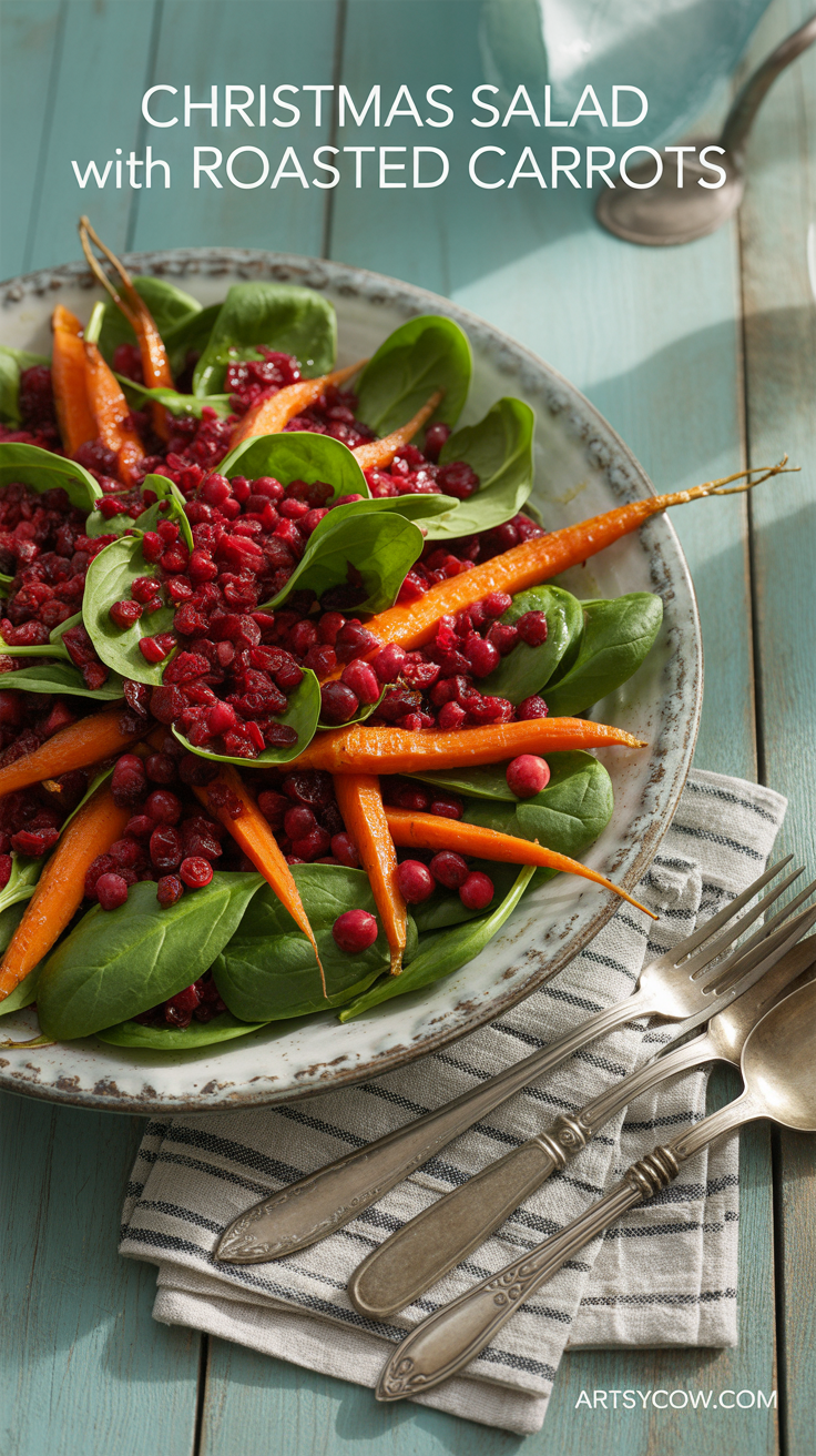 christmas salad with roasted carrots pin image