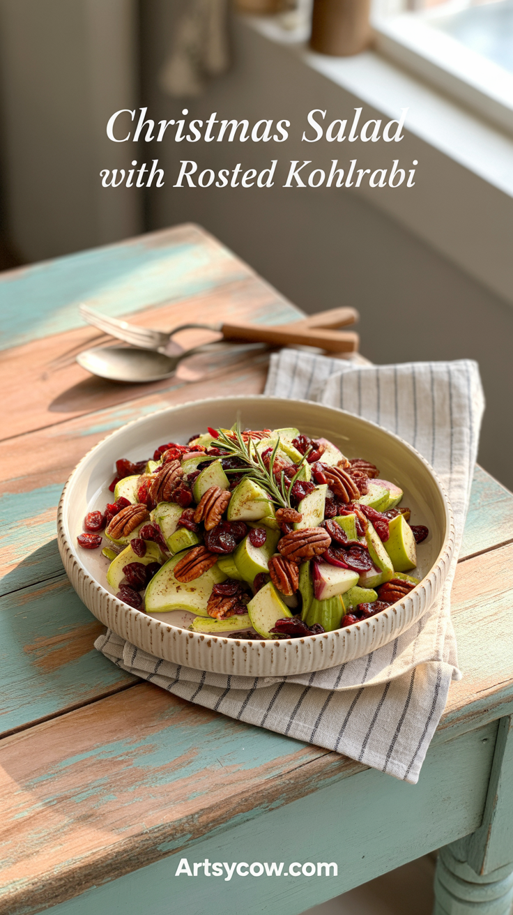 christmas salad with roasted kohlrabi pin image