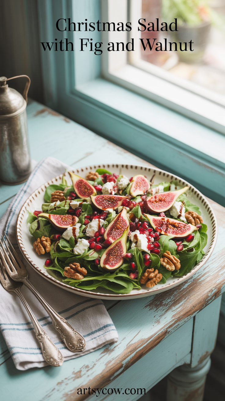 christmas salad with fig and walnut pin image