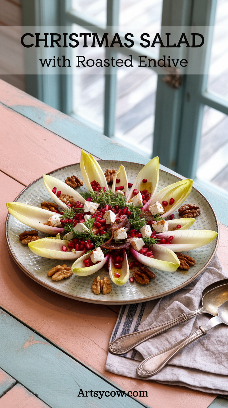 christmas salad with roasted endive pin image
