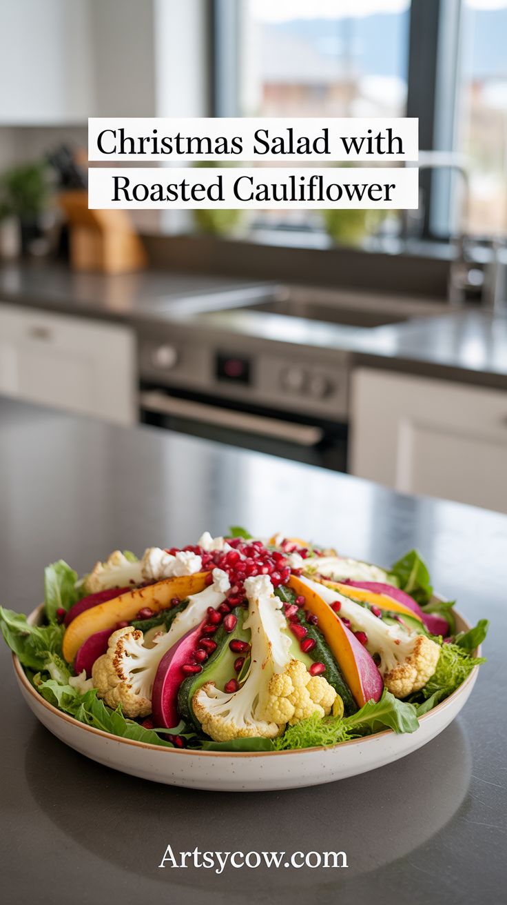 christmas salad with roasted cauliflower pin image