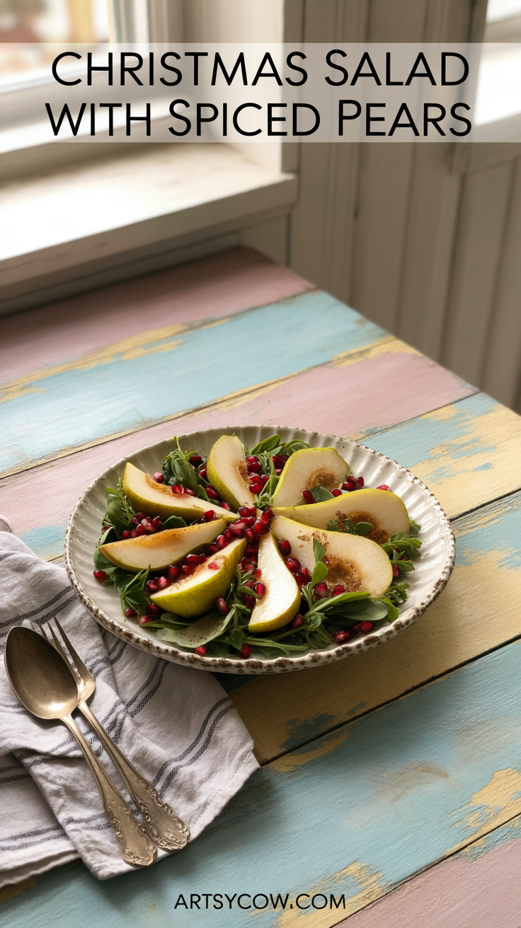 christmas salad with spiced pears pin image