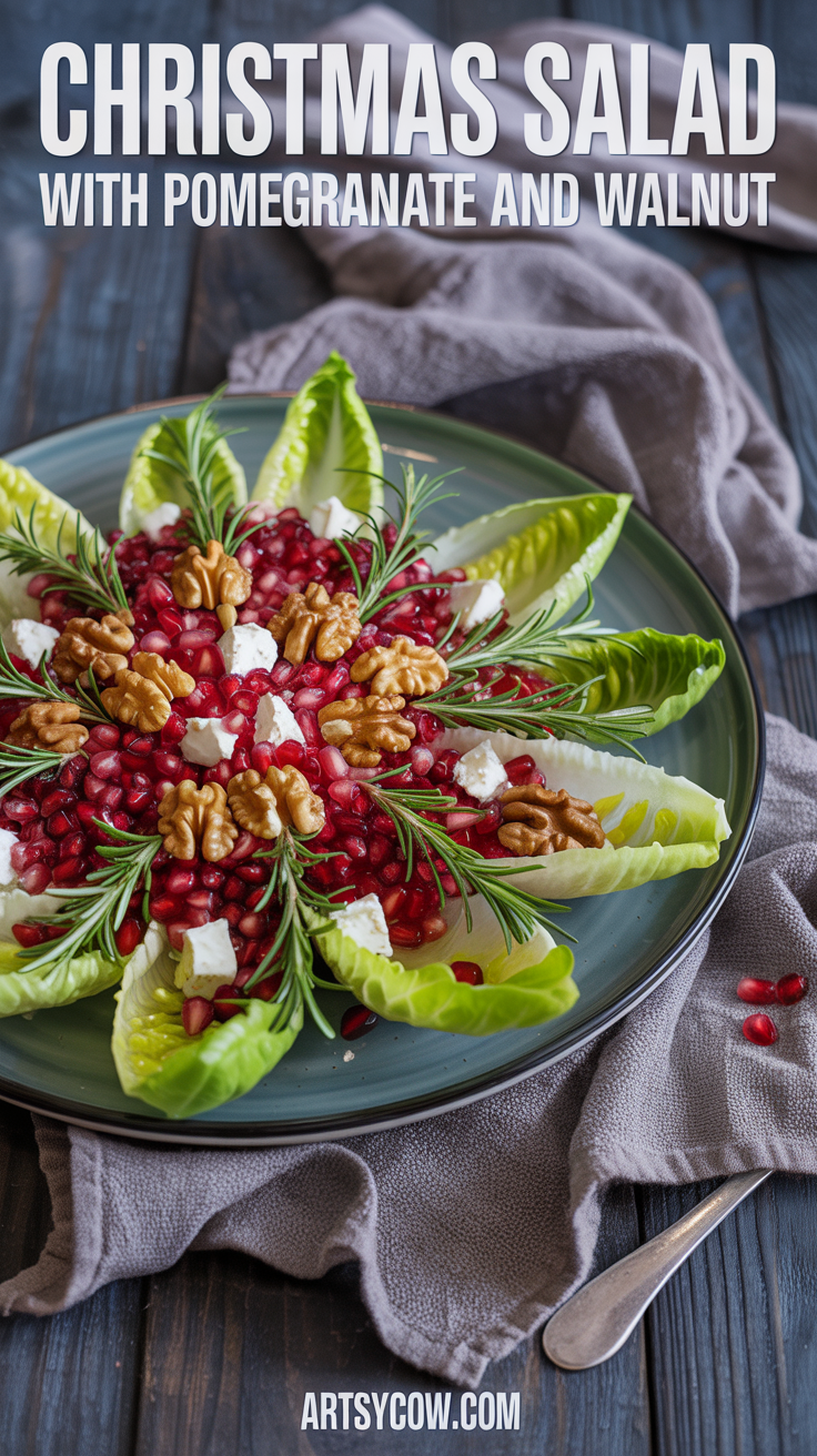 christmas salad with pomegranate and walnut pin image