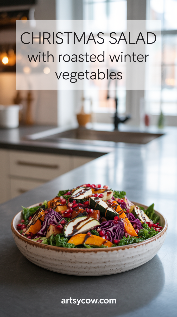 christmas salad with roasted winter vegetables pin image