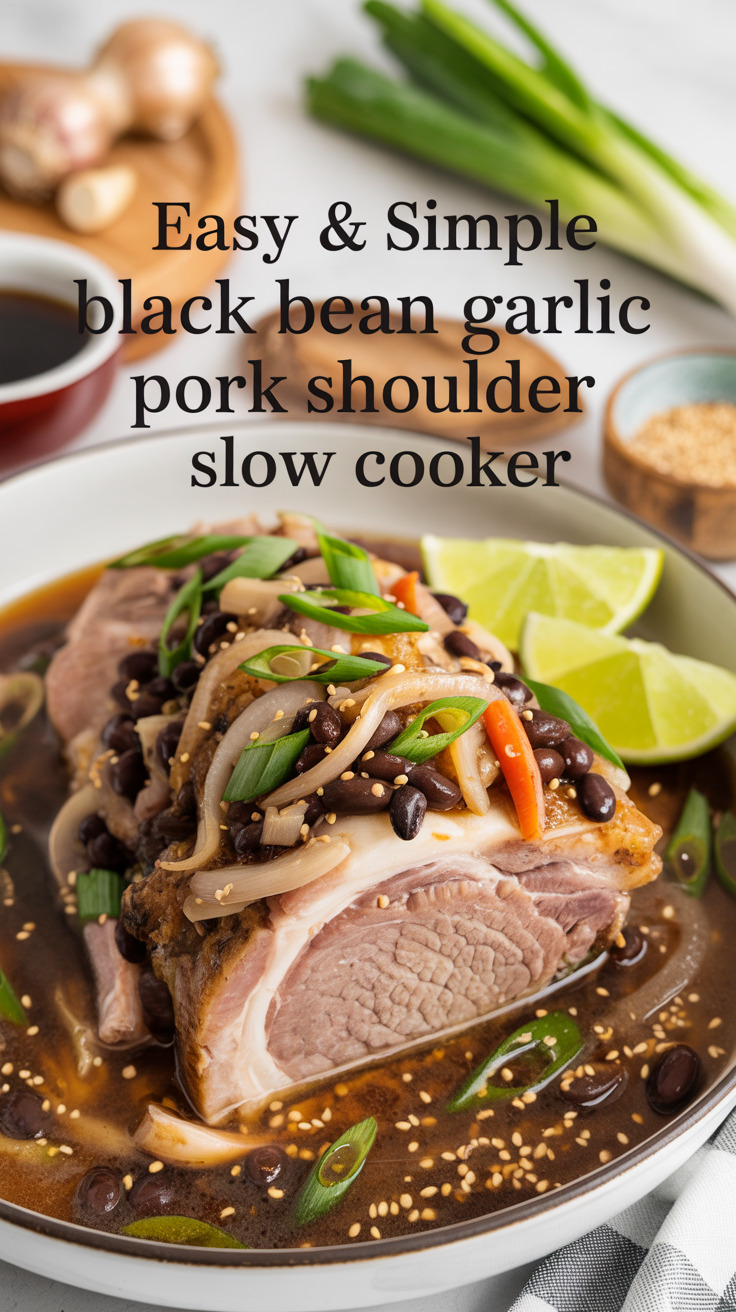 pin-1-Easy & Simple Black Bean Garlic Pork Shoulder Slow Cooker-1