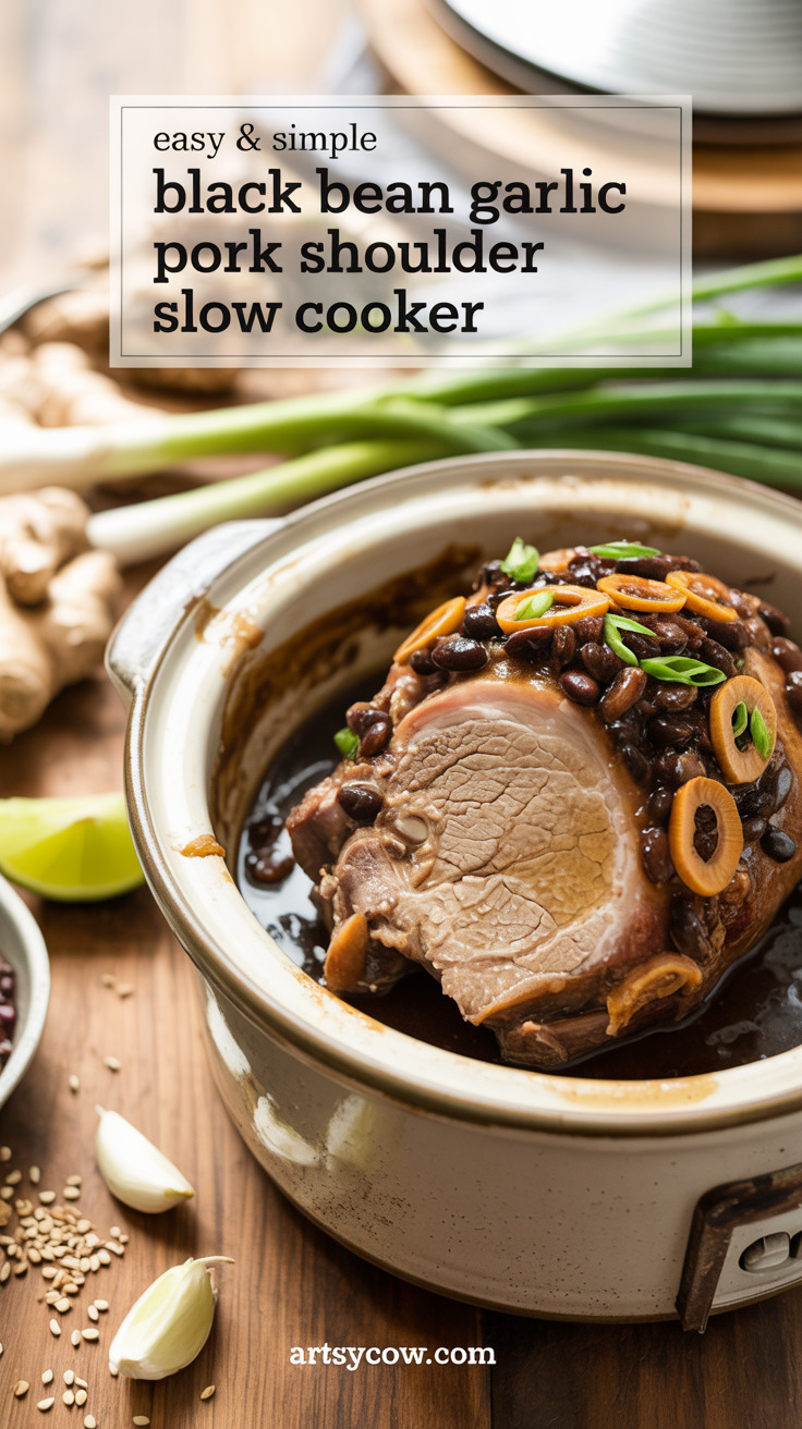 pin-1-Easy & Simple Black Bean Garlic Pork Shoulder Slow Cooker-5