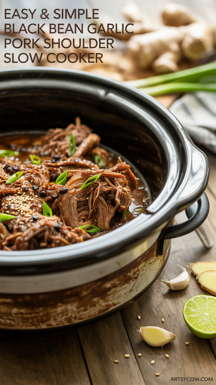 pin-1-Easy & Simple Black Bean Garlic Pork Shoulder Slow Cooker-6