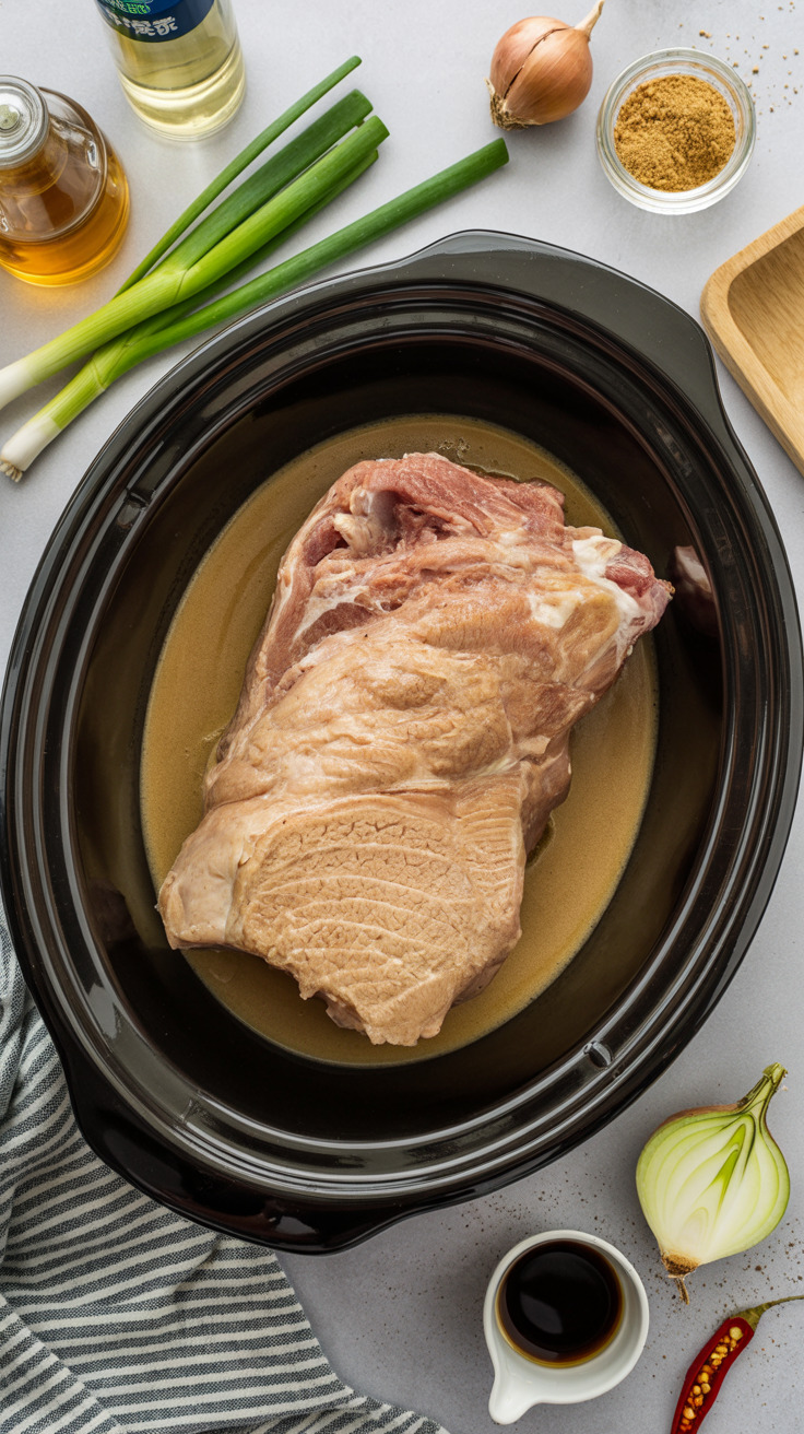 pin-1-Easy & Simple Creamy Soy Pork Shoulder Slow Cooker-3