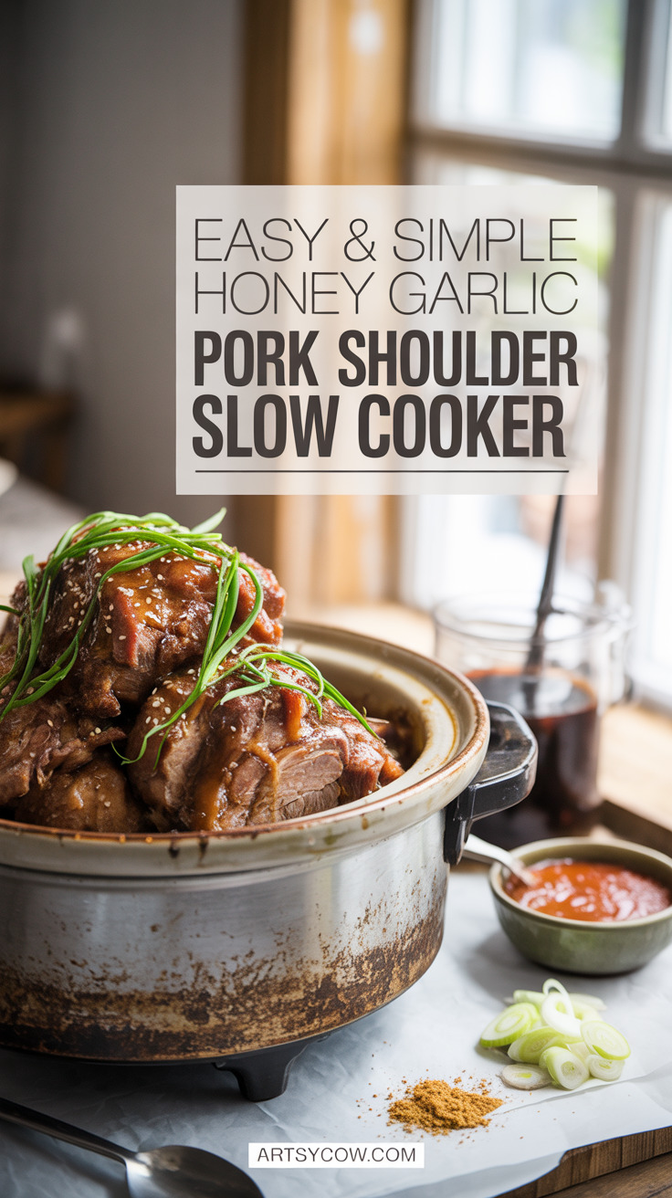 pin-1-Easy & Simple Honey Garlic Pork Shoulder Slow Cooker-3-1