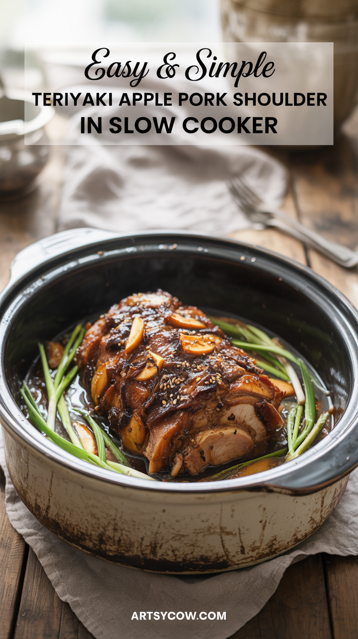 pin-1-Easy & Simple Teriyaki Apple Pork Shoulder In Slow Cooker-4-1