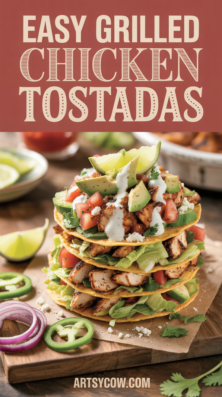 Easy Grilled Chicken Tostadas - pin-1-Easy Grilled Chicken Tostadas-10