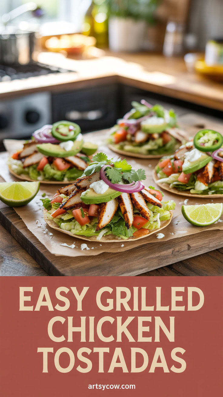 Easy Grilled Chicken Tostadas - pin-1-Easy Grilled Chicken Tostadas-11