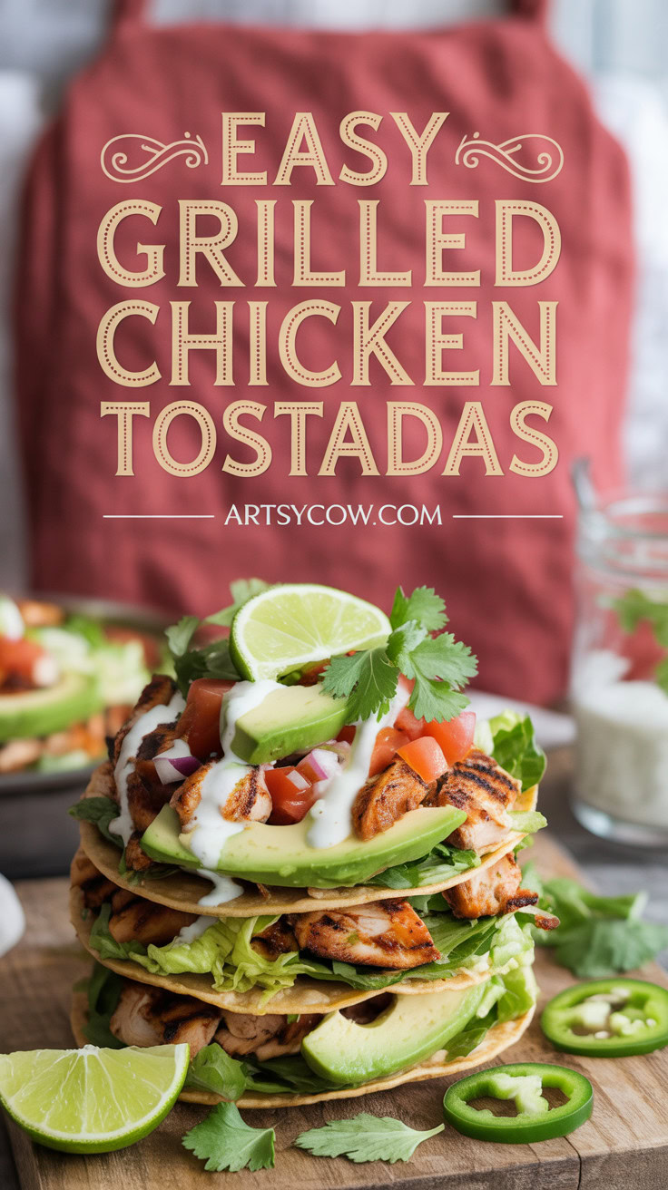 Easy Grilled Chicken Tostadas - pin-1-Easy Grilled Chicken Tostadas-3