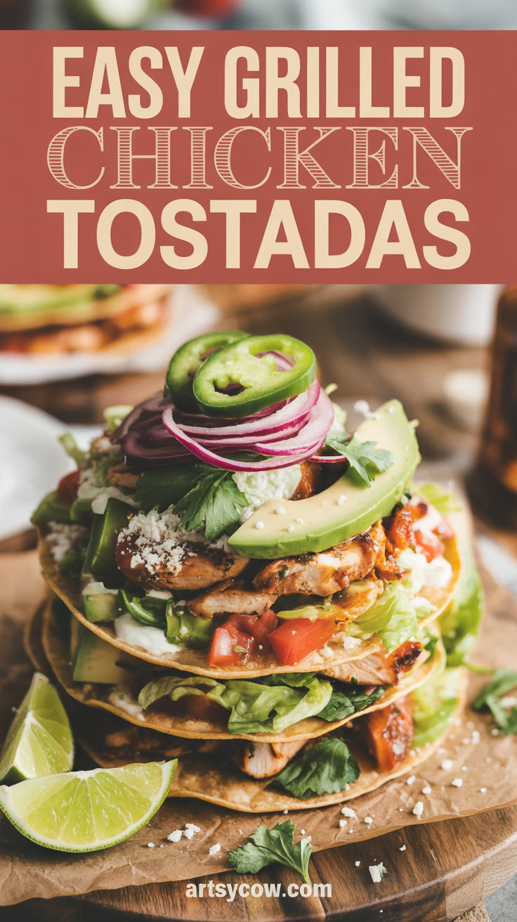Easy Grilled Chicken Tostadas - pin-1-Easy Grilled Chicken Tostadas-5