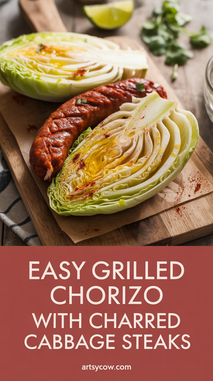 Easy Grilled Chorizo with Charred Cabbage Steaks - pin-1-Easy Grilled Chorizo with Charred Cabbage Steaks-2-1