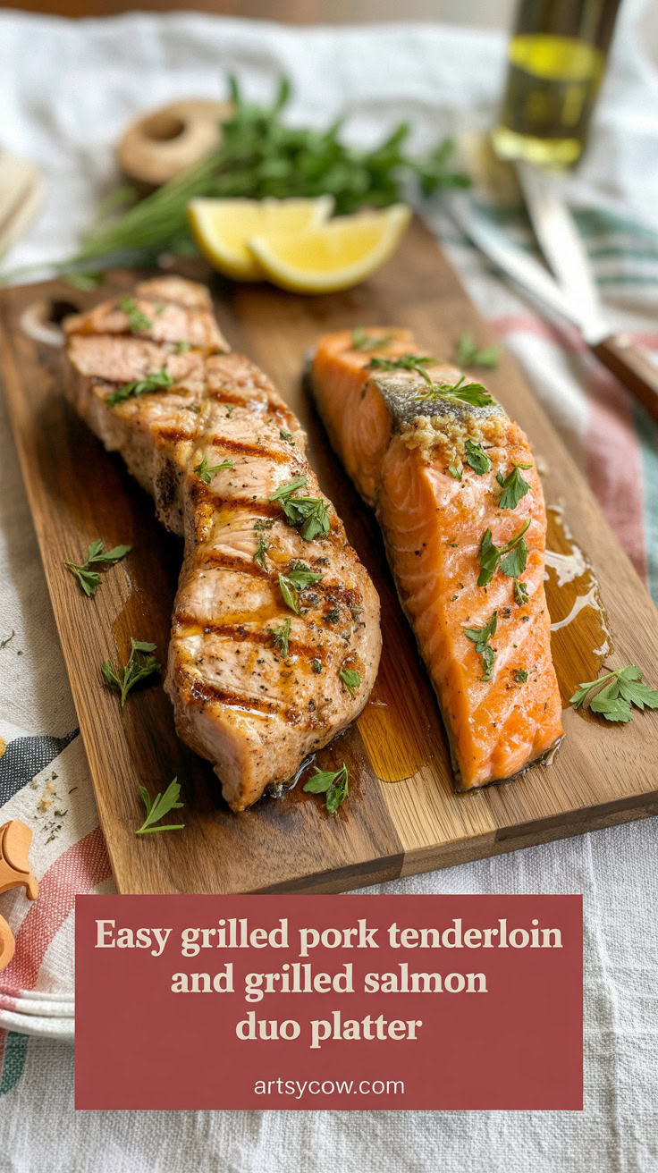 pin-1-Easy Grilled pork tenderloin and grilled salmon duo platter-2