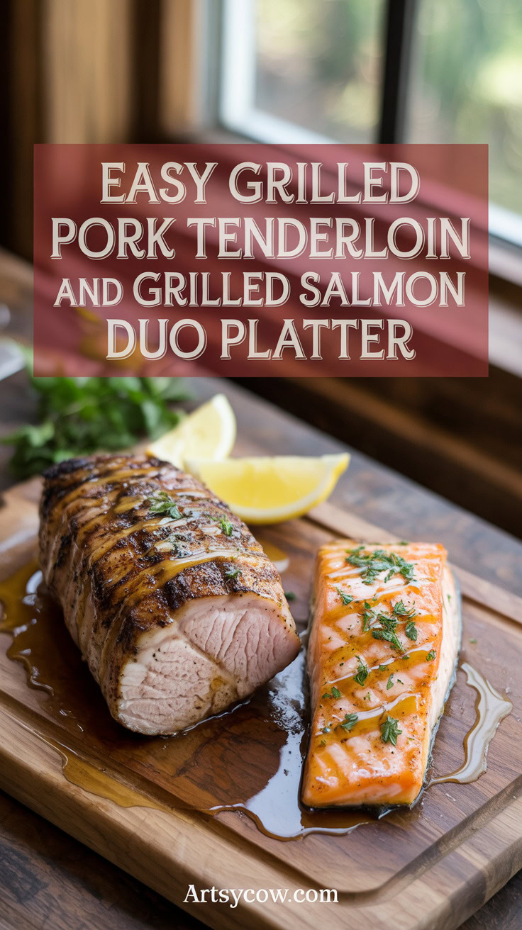 pin-1-Easy Grilled pork tenderloin and grilled salmon duo platter-3