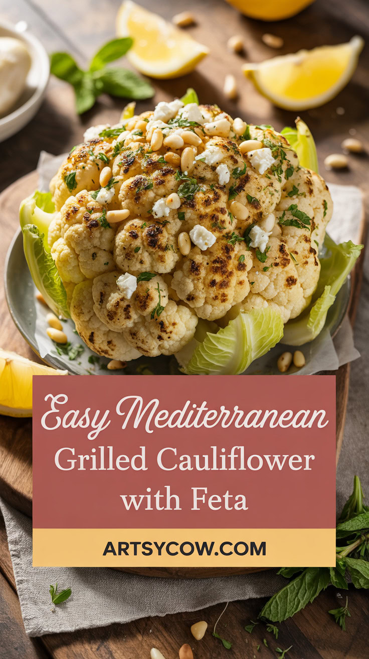 Easy Mediterranean Grilled Cauliflower with Feta - pin-1-Easy Mediterranean Grilled Cauliflower with Feta-12