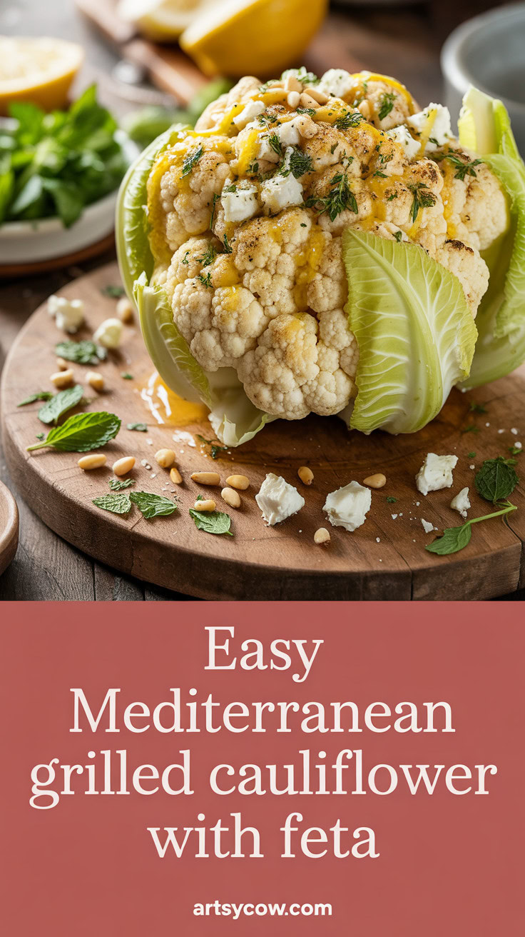 Easy Mediterranean Grilled Cauliflower with Feta - pin-1-Easy Mediterranean Grilled Cauliflower with Feta-3
