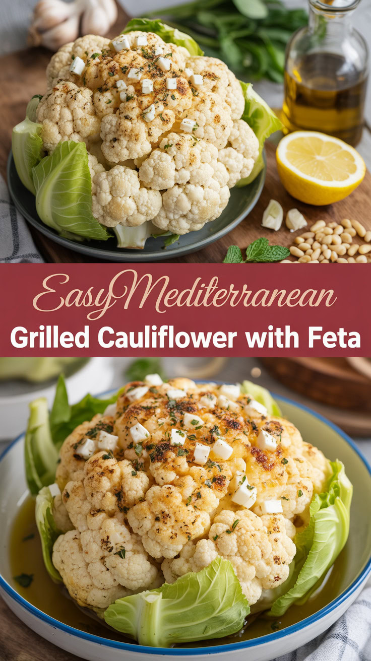 Easy Mediterranean Grilled Cauliflower with Feta - pin-1-Easy Mediterranean Grilled Cauliflower with Feta-5