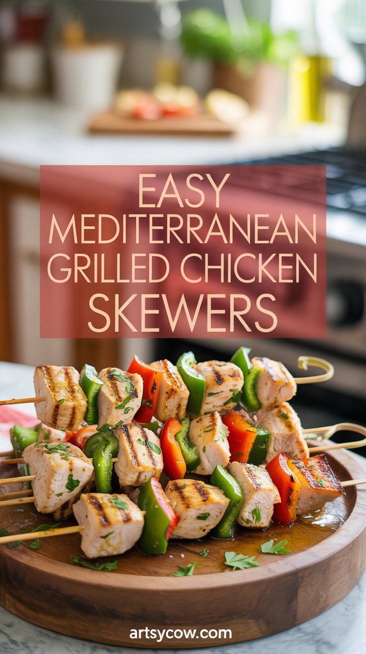 Easy Mediterranean Grilled Chicken Skewers - pin-1-Easy Mediterranean Grilled Chicken Skewers-10