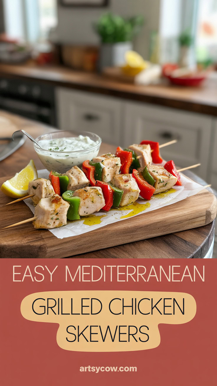 Easy Mediterranean Grilled Chicken Skewers - pin-1-Easy Mediterranean Grilled Chicken Skewers-2