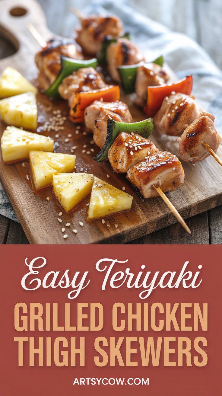 Easy Teriyaki Grilled Chicken Thigh Skewers - pin-1-Easy Teriyaki Grilled Chicken Thigh Skewers-1