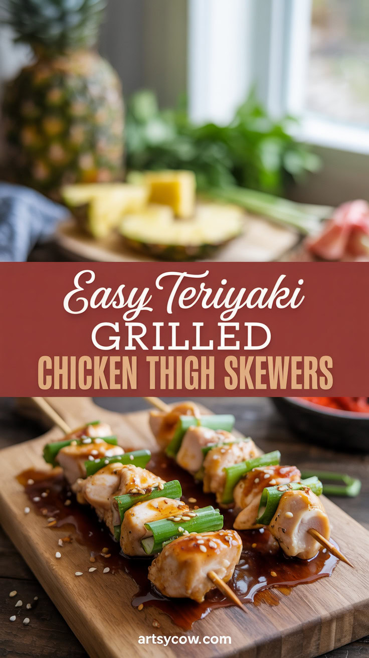 Easy Teriyaki Grilled Chicken Thigh Skewers - pin-1-Easy Teriyaki Grilled Chicken Thigh Skewers-2