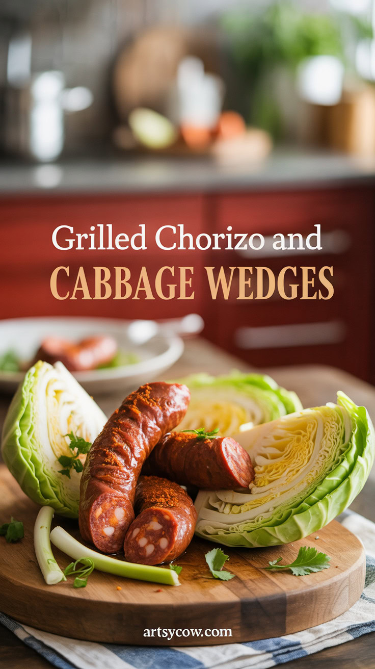 Grilled Chorizo and Cabbage Wedges - pin-1-Grilled Chorizo and Cabbage Wedges-10