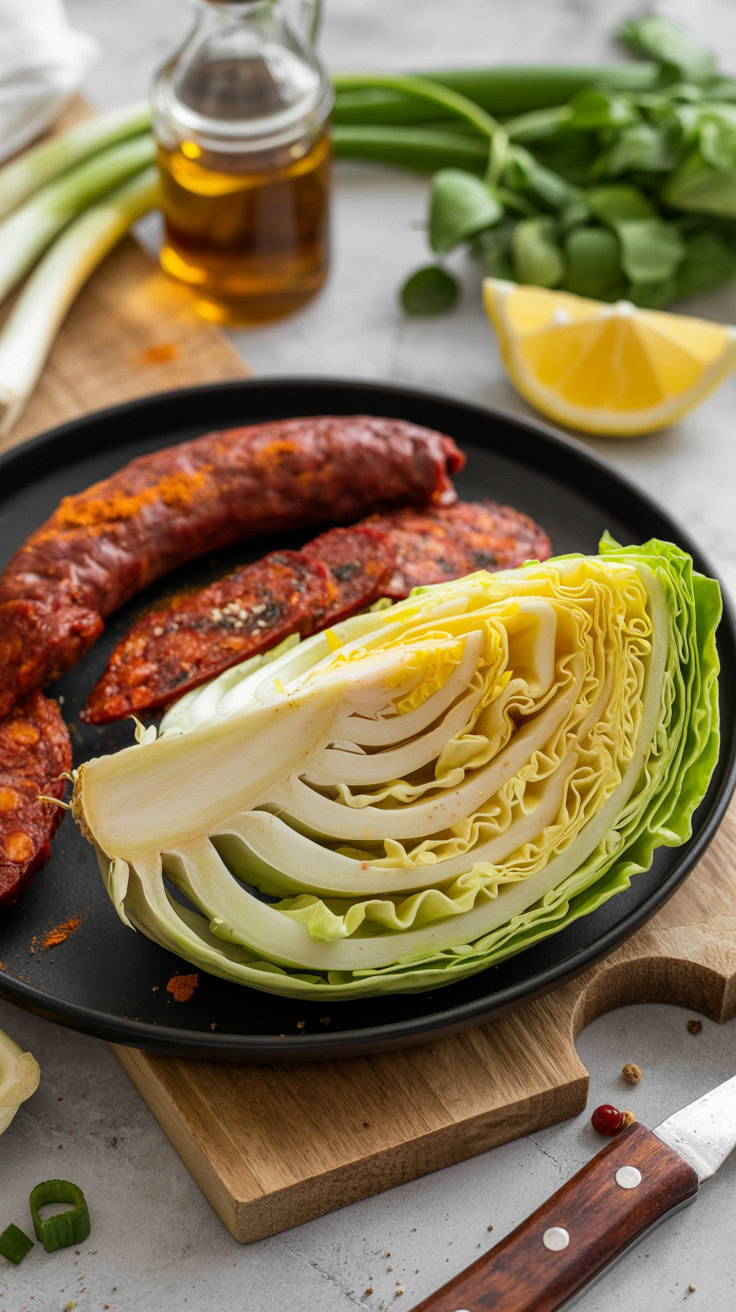 Grilled Chorizo and Cabbage Wedges - pin-1-Grilled Chorizo and Cabbage Wedges-3