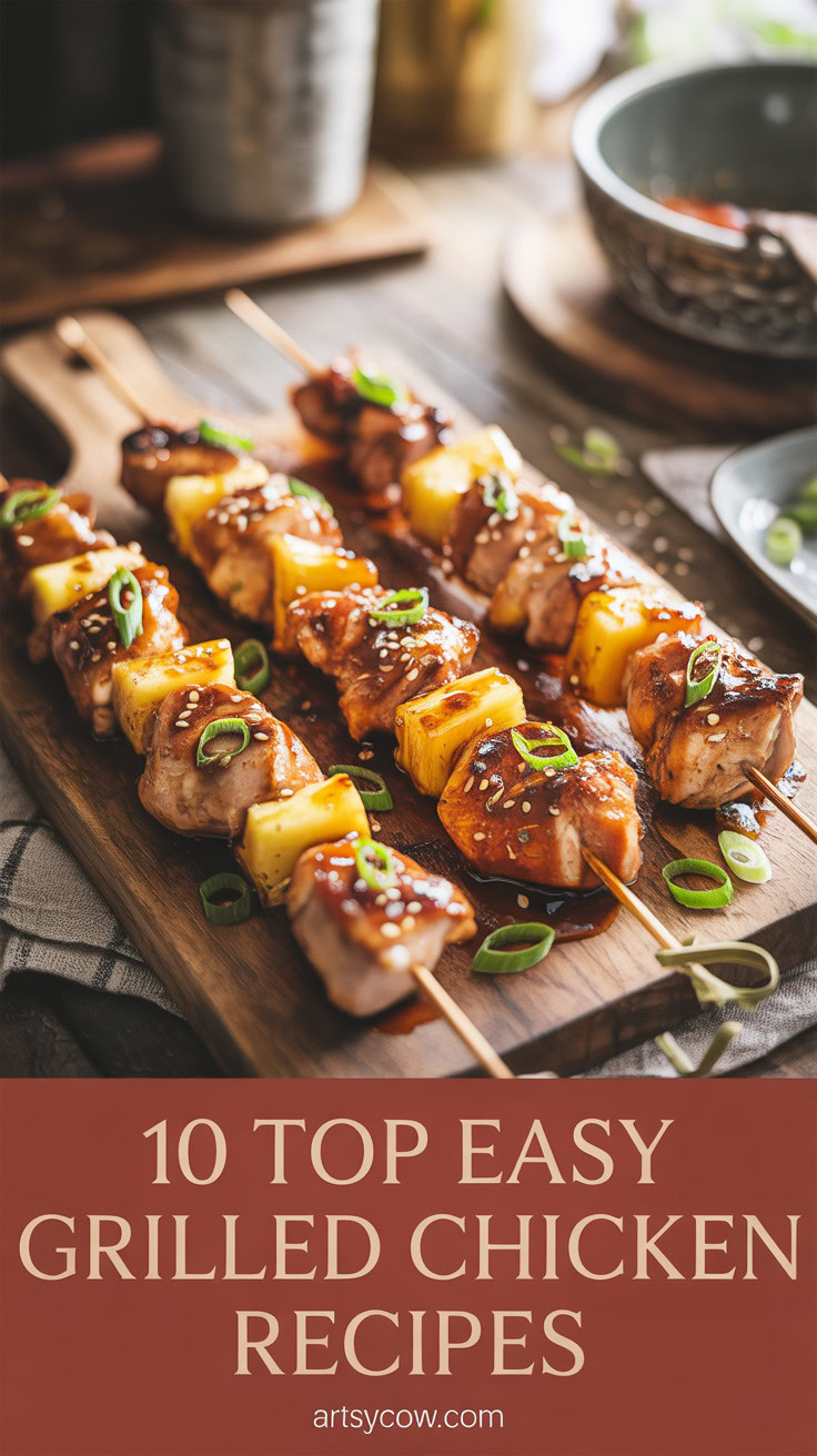 Top Easy Grilled Chicken Recipes - pin-10-Easy Teriyaki Grilled Chicken Thigh Skewers-3