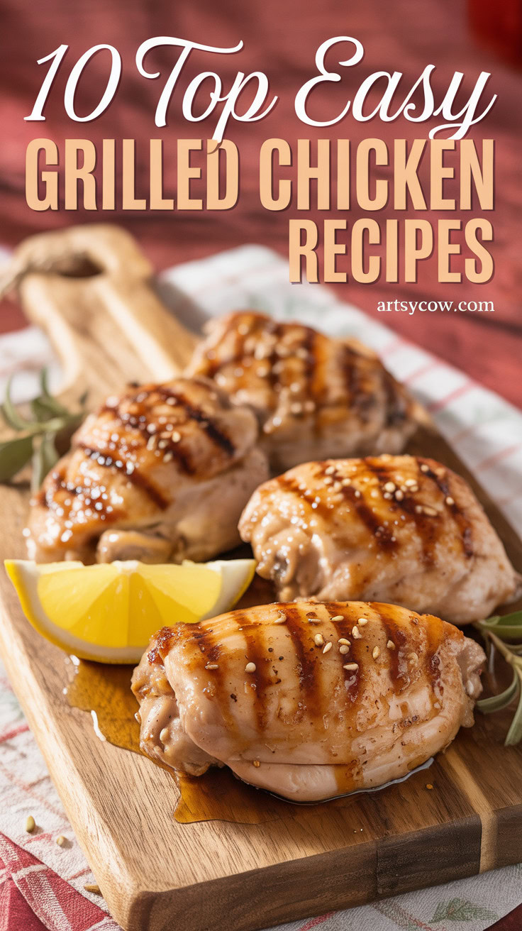 Top Easy Grilled Chicken Recipes - pin-4-Easy Honey Garlic Grilled Chicken Thighs-3